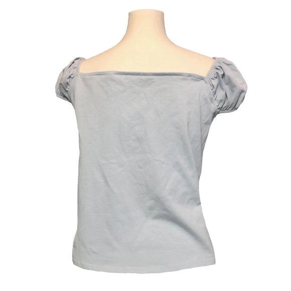 Venus Cap Sleeve Front Zipper Top in Light Blue - Picture 3 of 6